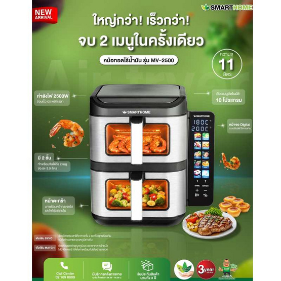 Smarthome หม้อทอดไร้น้ำมัน รุ่น MV-2500
