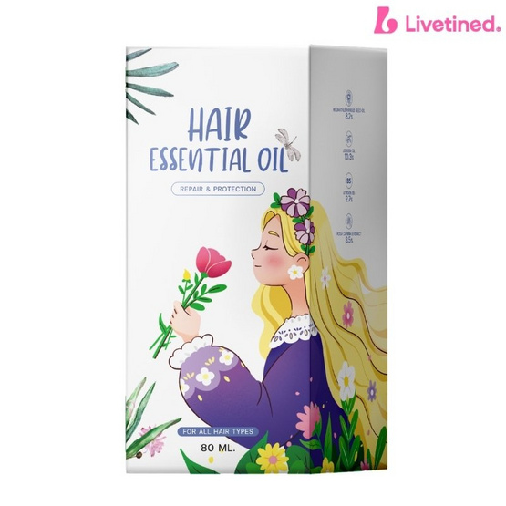 Livetined Hairona ออยล์บำรุงผม Renight Hair Essential Oil 80ml. Purple