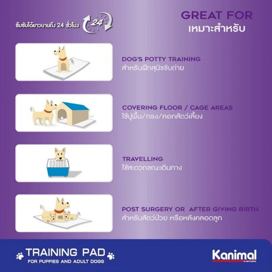 Kanimal Pad แผ่นรองฉี่สุนัข รุ่นหนาพิเศษ Size M (40 แผ่น)
