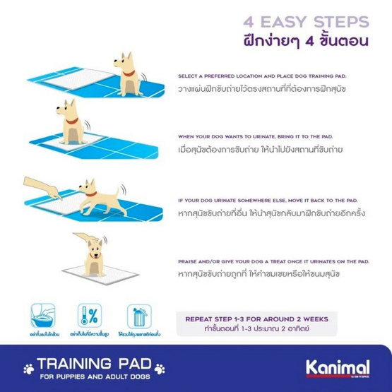 Kanimal Activated Carbon Pad แผ่นรองฉี่สุนัข Size M (50 แผ่น)