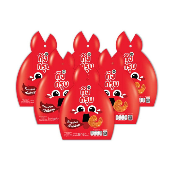 กุ้งกรุบ บุกปรุงรสรูปกุ้งรสกระเทียมเผ็ด 60 กรัม (แพ็ก 6 ชิ้น)