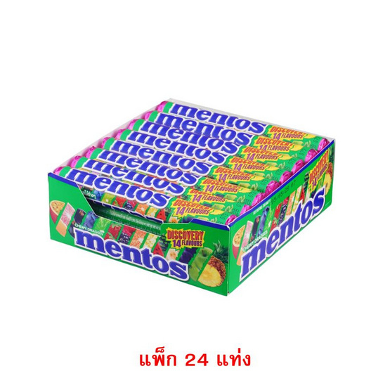 เมนทอส ลูกอมดิสคัฟเวอรีกลิ่นผลไม้ 37 กรัม (แพ็ก 24 ชิ้น)