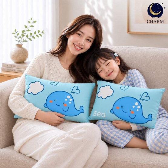 Charm เซตหมอนอิง โลกสีฟ้า ขนาด 35x50 ซม. (2 ใบ ต่อ 1 เซต)