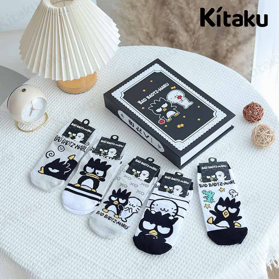 Kitaku Badbadtzmaru ถุงเท้าลิขสิทธิ์แท้ กล่องหนังสือ Set Box 1 กล่อง มี 5 คู่