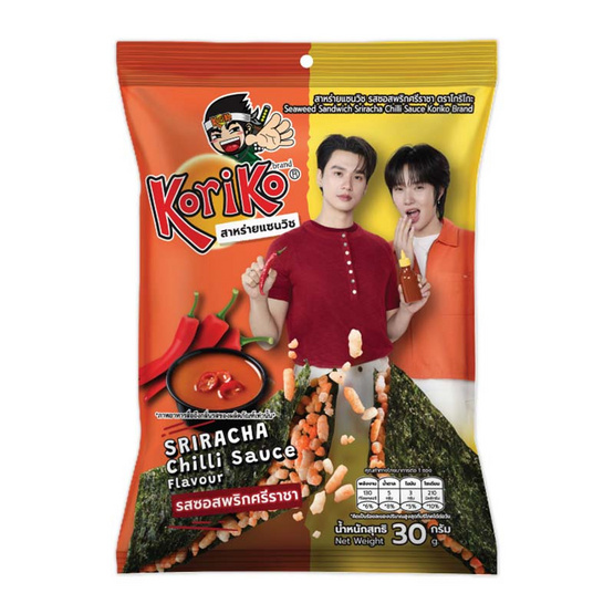 โกริโกะ สาหร่ายแซนวิชรสซอสพริกศรีราชา 30 กรัม (แพ็ก 3 ชิ้น)