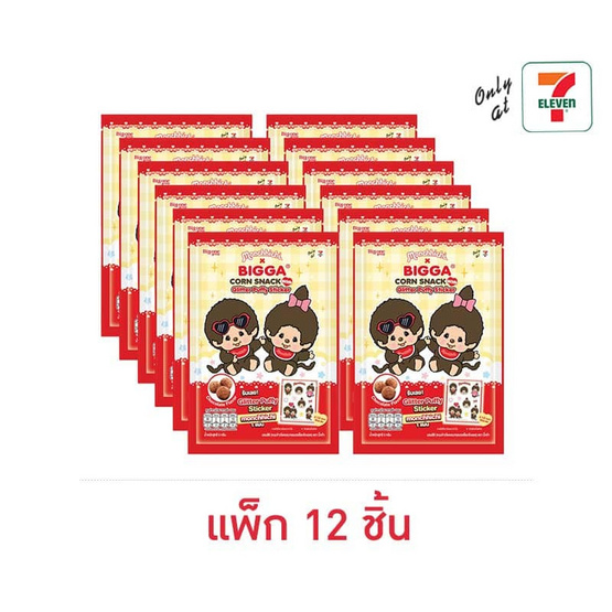 บิ๊กก้าข้าวโพดช็อกฯมอนชิชิพัฟฟี่สติ๊กเกอร์ 6 กรัม (แพ็ก 12 ชิ้น)