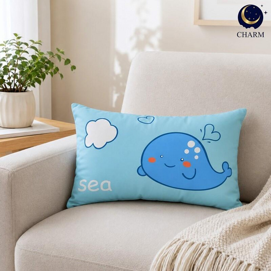 Charm หมอนอิงยาว ลาย Bluey Whale 35x50 ซม.