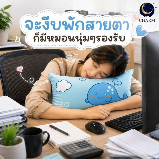 Charm หมอนอิงยาว ลาย Bluey Whale 35x50 ซม.