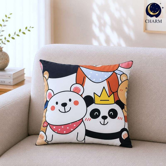 Charm หมอนอิงสี่เหลี่ยม ลาย Bear Buddy 52x52 ซม.