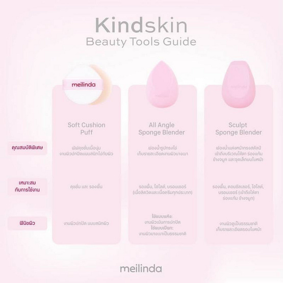 Meilinda พัฟแต่งหน้า Kindskin Soft Cushion Puff