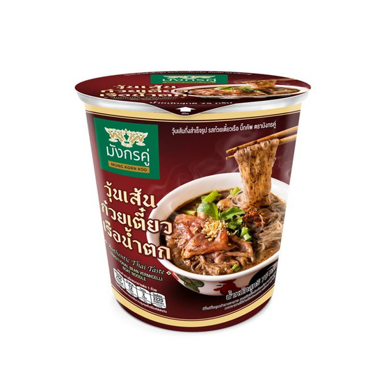 มังกรคู่บิ๊กคัพ วุ้นเส้นก๋วยเตี๋ยวเรือน้ำตก 75กรัม (แพ็ก 6 ถ้วย)