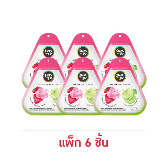 ซันซุ เยลลี่ผสมบุกจ๊วบจ๊วบพานาคอตตาสตรอเบอร์รี่และองุ่นไชน์มัสแคท 90 กรัม (แพ็ก 6 ชิ้น)