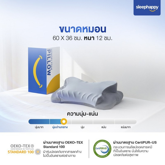 SleepHappy หมอนเมมโมรี่โฟมสุขภาพ รุ่น Butterfly Pillow