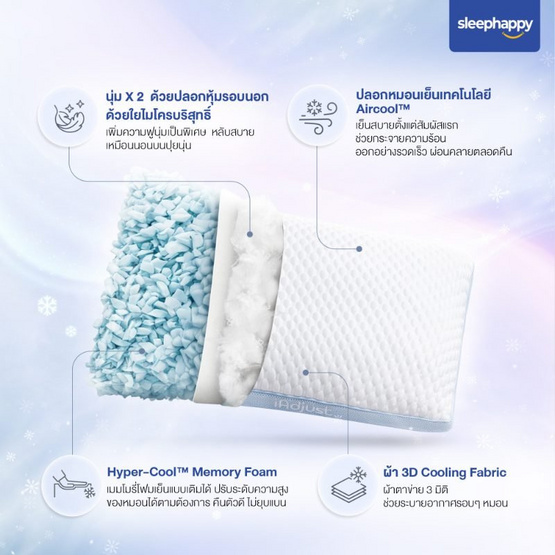 SleepHappy หมอนสุขภาพปรับความสูง-ต่ำได้ รุ่น iAdjust Pillow