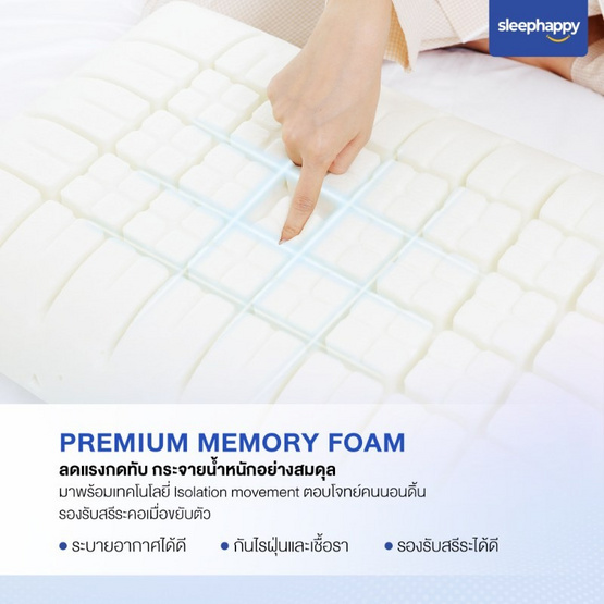 SleepHappy หมอนเมมโมรี่โฟมสุขภาพ รุ่น Cube Pillow