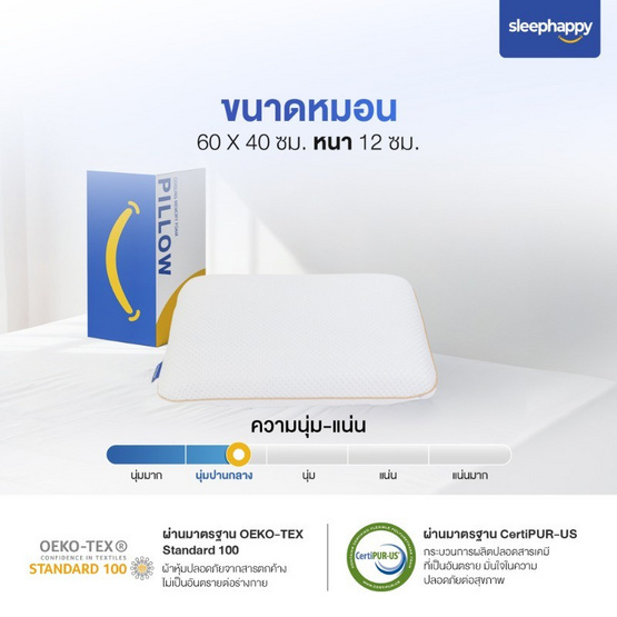 SleepHappy หมอนเย็น เมมโมรี่โฟมพรีเมียม รุ่น Cooling Memory Foam Pillow
