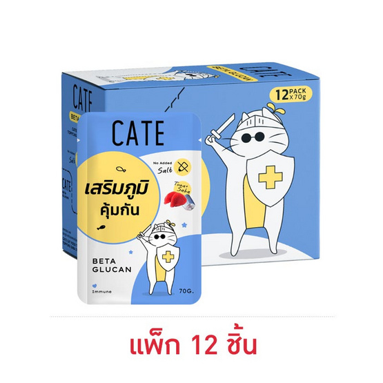 เคท อาหารแมว ชนิดเปียก ปลาทูน่าหน้าปลาซาบะในเยลลี่ 70 กรัม  (แพ็ก 12 ชิ้น)