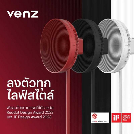 Venz พัดลมตกแต่งบ้านมินิมอล ตั้งพื้น 16 นิ้ว รุ่น Linear