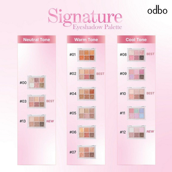 Odbo พาเลทอายแชโดว์ Signature Eyeshadow Palette 4.8 กรัม