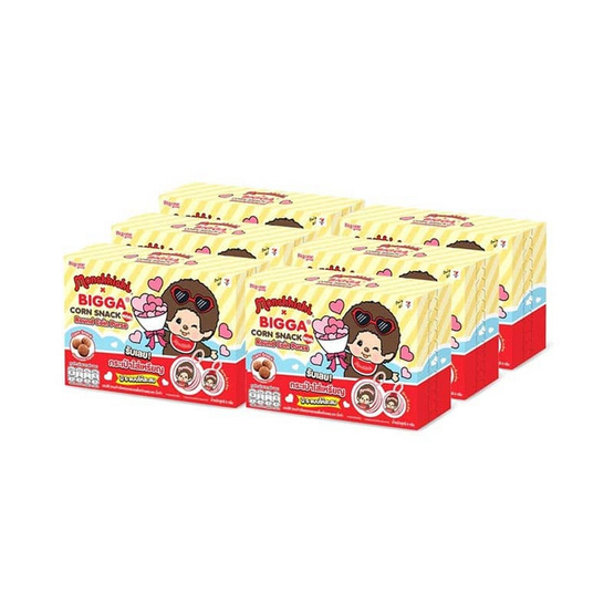 บิ๊กก้า ข้าวโพดอบกรอบรสช็อกโกแลตพร้อมกระเป๋าใส่เหรียญมอนชิชิ คละลาย 6 กรัม (แพ็ก 6 ชิ้น)