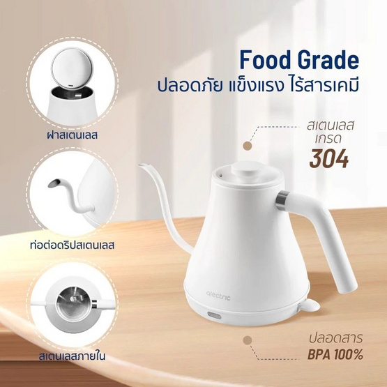 Alectric กาดริปกาแฟไฟฟ้า ขนาด 0.8 ลิตร รุ่น Dripper S White