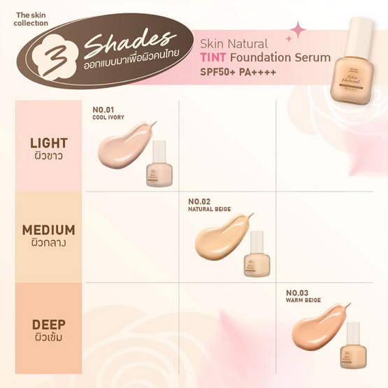 The Skin Collection รองพื้น Skin Natural TINT Foundation Serum SPF50+ PA++++ 30 มล.