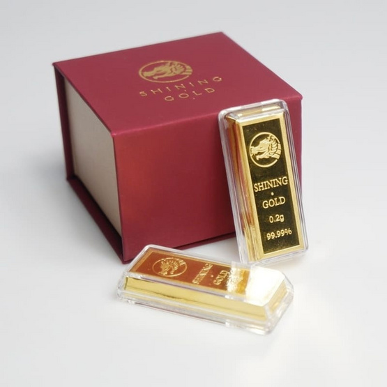 SHINING GOLD ทองแท่งรับทรัพย์ แผ่นทองคำแท้ 99.99% น้ำหนักทอง 0.2 กรัม? พร้อมกล่อง