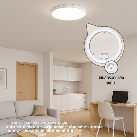 SHINING โคมไฟแม่เหล็กทรงกลม Circular Glow LED 24 วัตต์