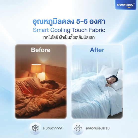 SleepHappy ผ้าห่มนวมสัมผัสเย็น รุ่น Cooling Duvet สี IceBlue
