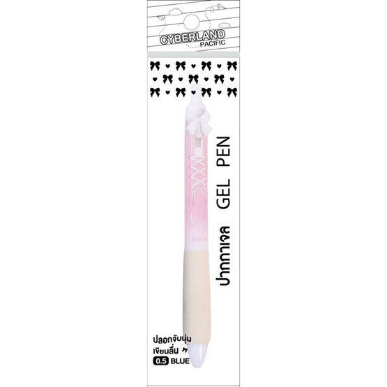 Cyberland ปากกาเจลน้ำเงิน Black Pink bow 0.5 มม. คละลาย (แพ็ก 4 ด้าม)