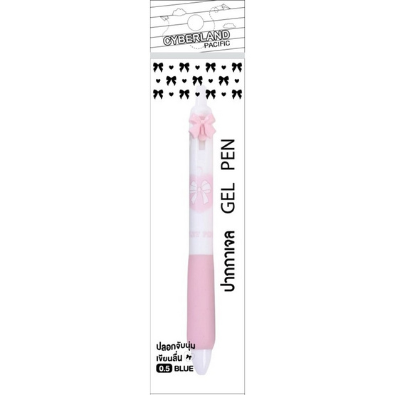 Cyberland ปากกาเจลน้ำเงิน Black Pink bow 0.5 มม. คละลาย (แพ็ก 4 ด้าม)