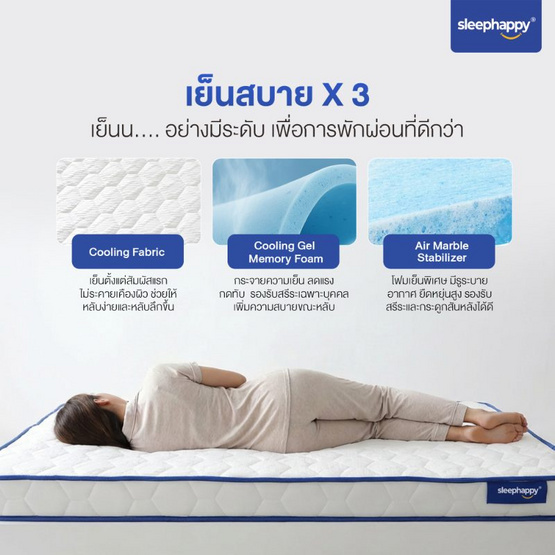 Sleephappy ที่นอน 3 พับ รุ่น 3 Fold Latex Cooling Memory Foam Topper หนา 10 ซม.