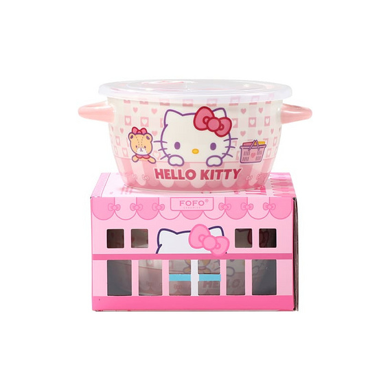 FOFO ชาม 2 หู พร้อมฝาปิด Hello kitty 6 นิ้ว