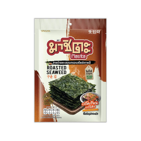 มาชิตะ สาหร่ายอบรสโคเรียนบาร์บีคิว 10 กรัม (แพ็ก 6 ชิ้น)