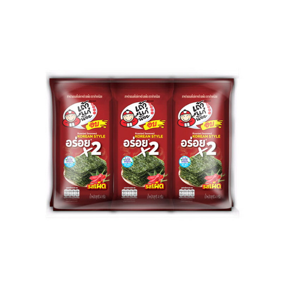 เถ้าแก่น้อย สาหร่ายอบ ปรุงรสเผ็ดอร่อยx2 4 กรัม (แพ็ก 6 ชิ้น)