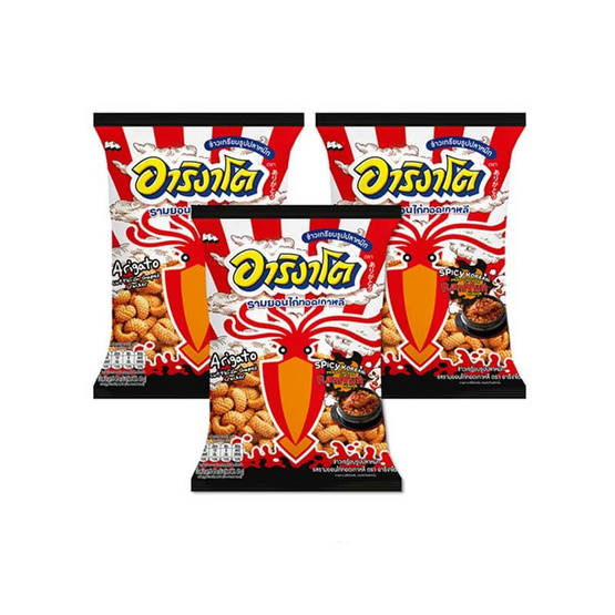 อาริงาโต ข้าวเกรียบปลาหมึกรสรามยอนไก่ทอดเกาหลี 45 กรัม (แพ็ก 3 ชิ้น)