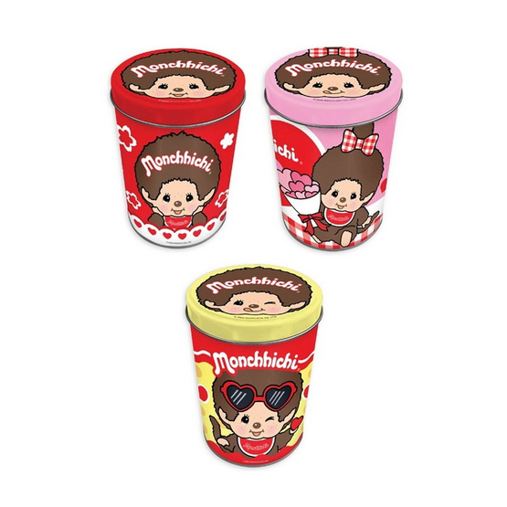 บิ๊กก้า เวเฟอร์สตรอเบอร์รี่พร้อมกระป๋องเหล็กมอนชิชิ คละลาย 15 กรัม (แพ็ก 3 ชิ้น)
