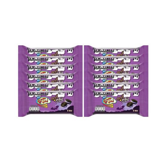 ซูโม่ มินิคุกกี้ สอดไส้ครีมบลูเบอร์รึ 70  กรัม (แพ็ก 12 ชิ้น)