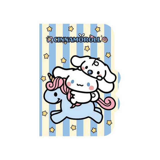 CODE:D สมุด A6 พร้อมกระเป๋าพับได้ Cinnamoroll Sanrio คละลาย (แพ็ก 2 เล่ม)