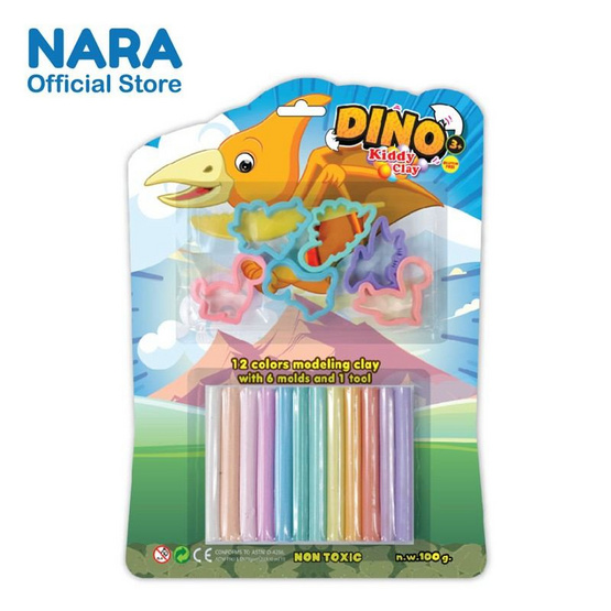 NARA ดินน้ำมัน 12 สี ST-DINO ไดโนเสาร์ คละแบบ