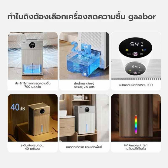 Gaabor เครื่องลดความชื้น 2.5ลิตร รุ่น DE-T01A