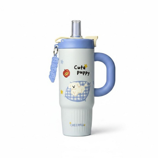 แก้วน้ำเก็บอุณหภูมิลายสัตว์มีหูจับ รุ่น C02 ขนาด 800ML.