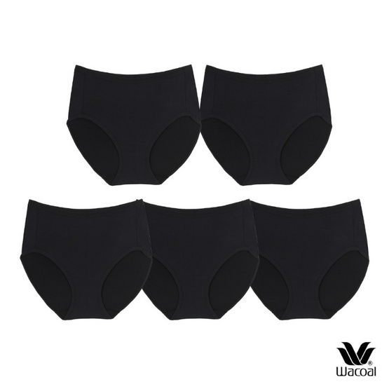 Wacoal Panty กางเกงในรูปทรง SHORT แบบเต็มตัว รุ่น WU4F34 Set 5 ชิ้น สีดำ