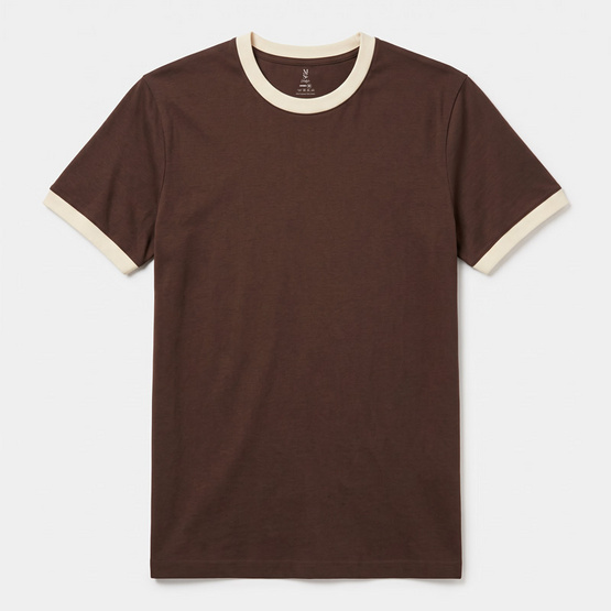 M2S Lifestyle เสื้อยืดริงเกอร์ สีน้ำตาลครีม