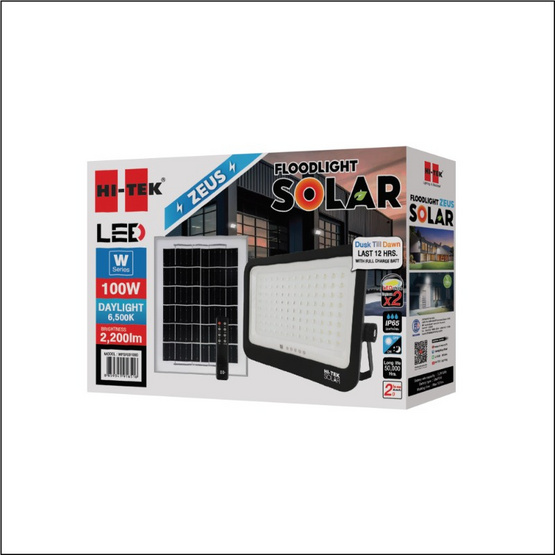 HI-TEK โคมฝลัดไลท์โซล่า W รุ่น ซุส 100W แสงขาว