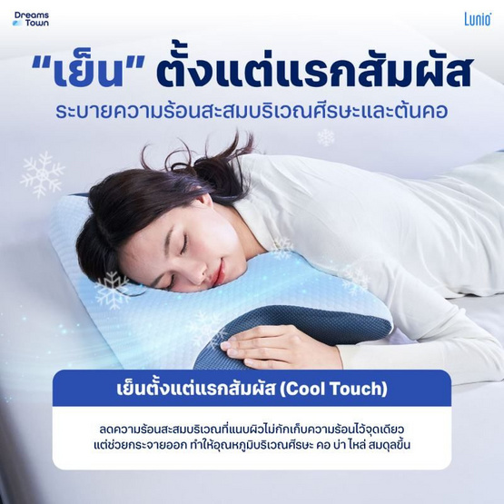 Lunio หมอน HyperCool Ergonomic Pillow แพ็กคู่