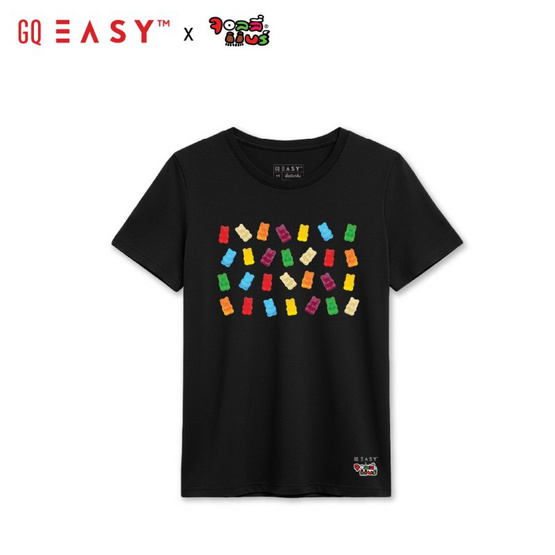GQ EASY จีคิว อีซี่ เสื้อยืด Collection Jolly Bear ทรงผู้หญิง สีดำ