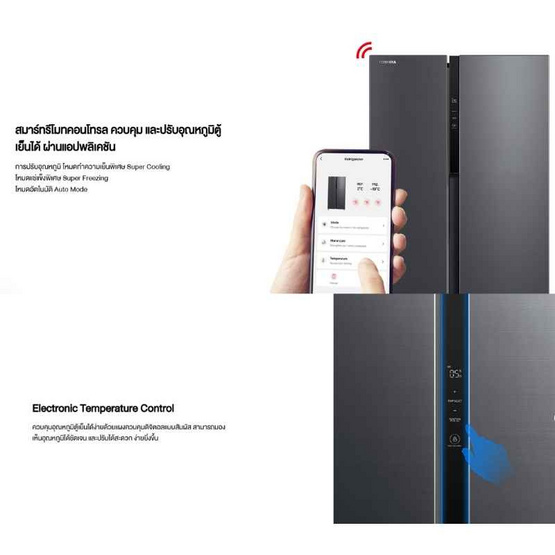 TOSHIBA ตู้เย็น Side by Side ความจุ 20.6 คิว รุ่น GR-RS780WI-PMT(06)