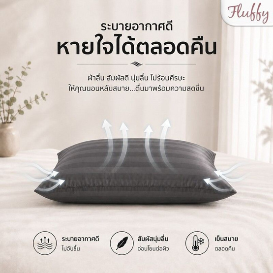 Fluffy หมอนเดี่ยว รุ่น Bouncy สีเทาเข้ม 16x25 นิ้ว
