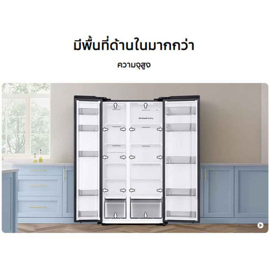 Samsung Side By Side 20.6 คิว รุ่น RS57DG4100B4ST